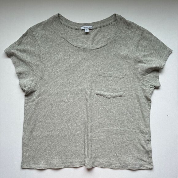 James Perse Grey Cropped Boxy Short Sleeve T-Shirt Size Large 3 NWOT - Picture 3 of 8
